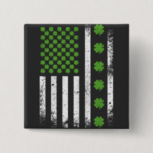 US American flag with shamrocks Square 15 Cm Square Badge