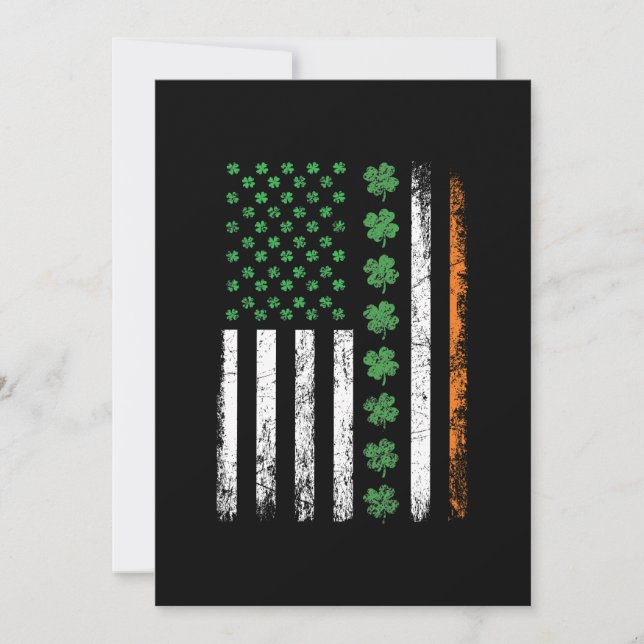 US American Flag with Shamrocks St Patricks Day  Invitation (Front)