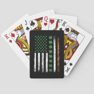 US American Flag with Shamrocks St Patricks Day  Playing Cards