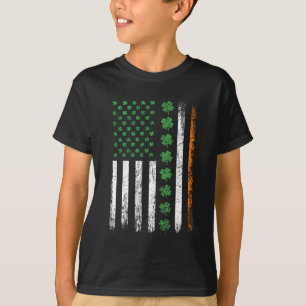 US American Flag with Shamrocks St Patricks Day T-Shirt
