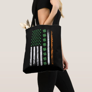 US American Flag with Shamrocks St Patricks Day  Tote Bag
