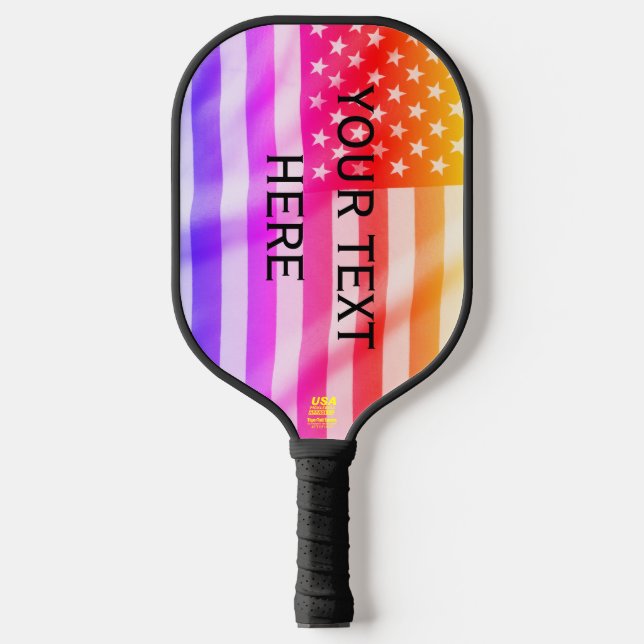 US American Flag Your Text Here Pickleball Paddle (Front)