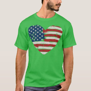 US American heart for Independence day on 4th of J T-Shirt