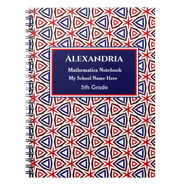 US American Patriotic Red White Blue Personalise Notebook (Front)