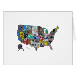 US American United States Map Flag License Plate A