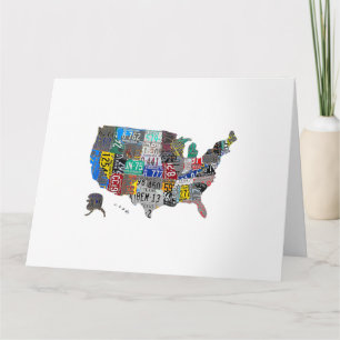 US American United States Map Flag License Plate A Card