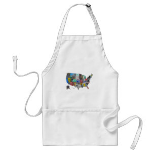 US American United States Map Flag License Plate A Standard Apron