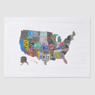 US American United States Map Flag License Plate A Tissue Paper