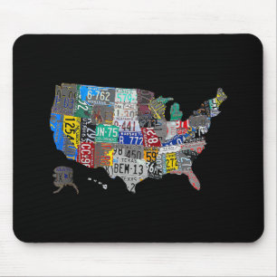 US American United States Map Flag License Plate Mouse Pad