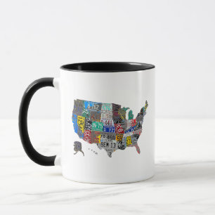 US American United States Map Flag License Plate Mug