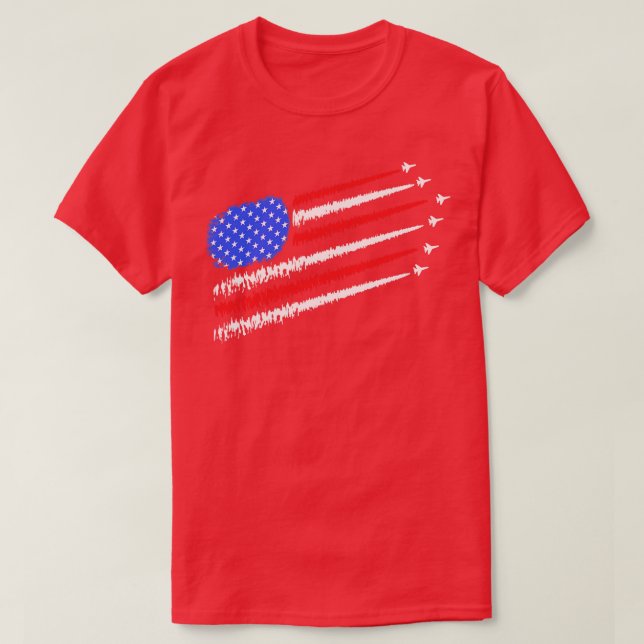 US american with fighter jets for independence day T-Shirt (Design Front)