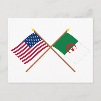 US and Algeria Crossed Flags Postcard