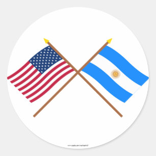 US and Argentina Crossed Flags Classic Round Sticker
