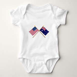 US and Australia Crossed Flags Baby Bodysuit