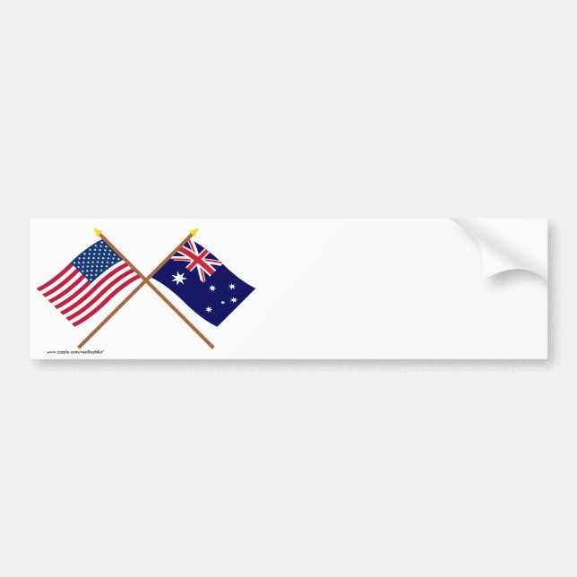 US and Australia Crossed Flags Bumper Sticker (Front)