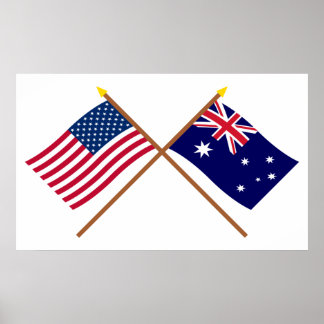 US and Australia Crossed Flags Poster