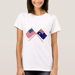 US and Australia Crossed Flags T-Shirt
