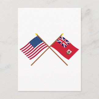 US and Bermuda Crossed Flags Postcard
