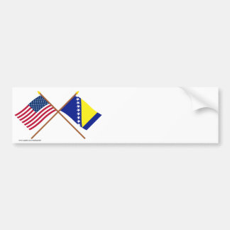 US and Bosnia & Herzegovina Crossed Flags Bumper Sticker
