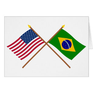 US and Brazil Crossed Flags