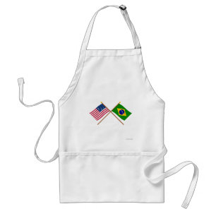 US and Brazil Crossed Flags Standard Apron