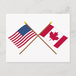US and Canada Crossed Flags Postcard