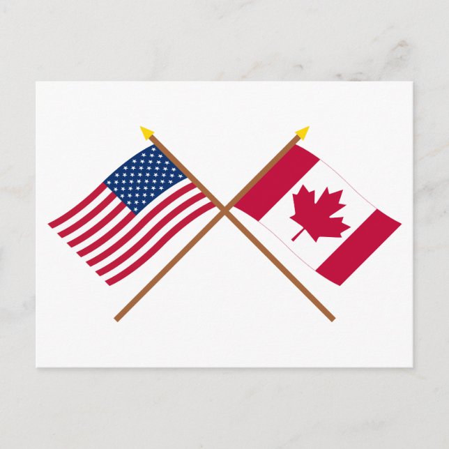 US and Canada Crossed Flags Postcard (Front)