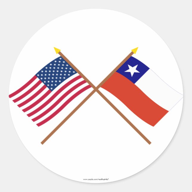 US and Chile Crossed Flags Classic Round Sticker (Front)