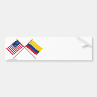 US and Colombia Crossed Flags Bumper Sticker