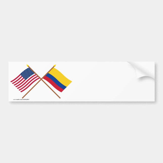 US and Colombia Crossed Flags Bumper Sticker (Front)