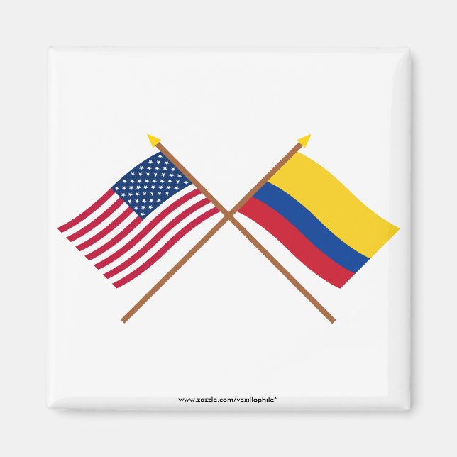 US and Colombia Crossed Flags Magnet (Front)