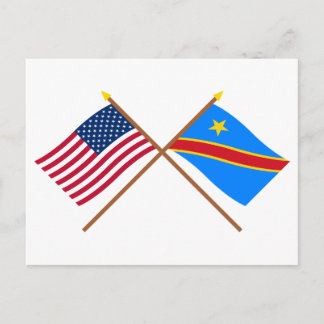 US and Congo Democratic Republic Crossed Flags Postcard