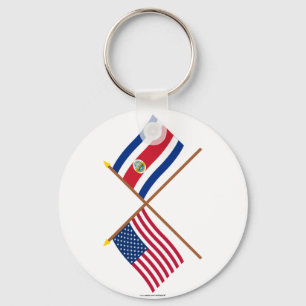 US and Costa Rica Crossed Flags Key Ring