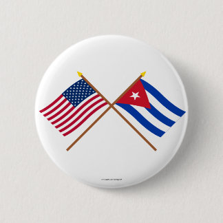 US and Cuba Crossed Flags 6 Cm Round Badge
