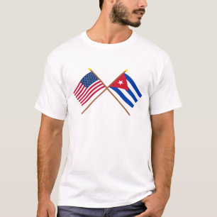US and Cuba Crossed Flags T-Shirt