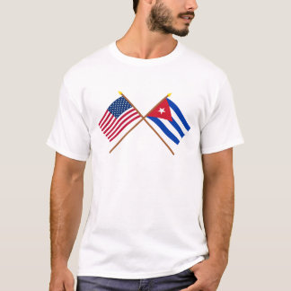 US and Cuba Crossed Flags T-Shirt