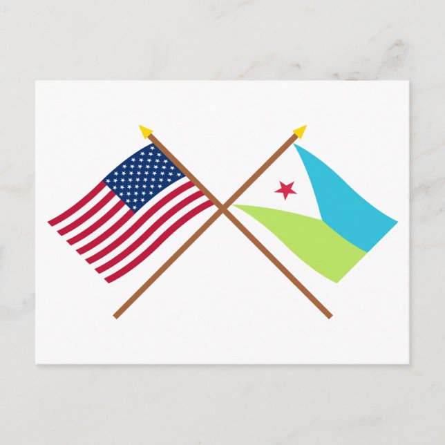 US and Djibouti Crossed Flags Postcard (Front)
