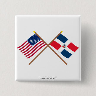 US and Dominican Republic Crossed Flags 15 Cm Square Badge