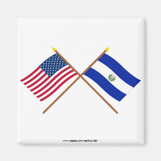 US and El Salvador Crossed Flags Magnet