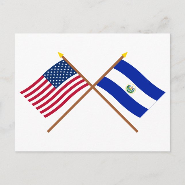 US and El Salvador Crossed Flags Postcard (Front)