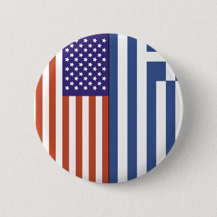 US and Greece Flags 6 Cm Round Badge