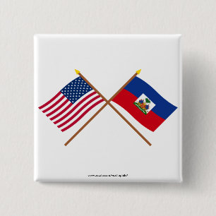 US and Haiti Crossed Flags 15 Cm Square Badge