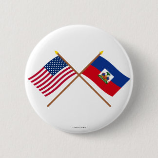 US and Haiti Crossed Flags 6 Cm Round Badge
