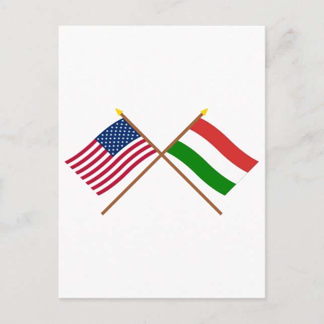 US and Hungary Crossed Flags Postcard (Front)