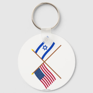 US and Israel Crossed Flags Key Ring