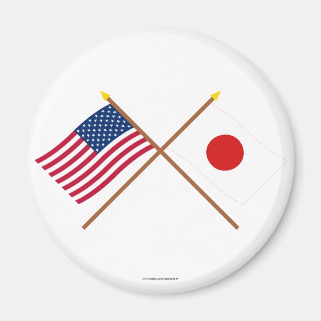 US and Japan Crossed Flags Magnet (Front)