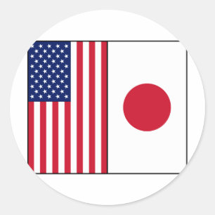 US and Japan Flags Classic Round Sticker