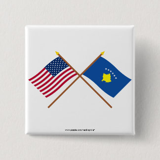 US and Kosovo Crossed Flags 15 Cm Square Badge
