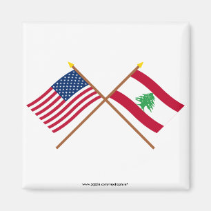 US and Lebanon Crossed Flags Magnet