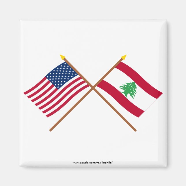 US and Lebanon Crossed Flags Magnet (Front)